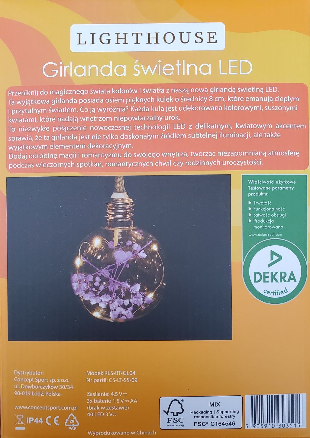 Girlanda 8 żarówek 40 Led