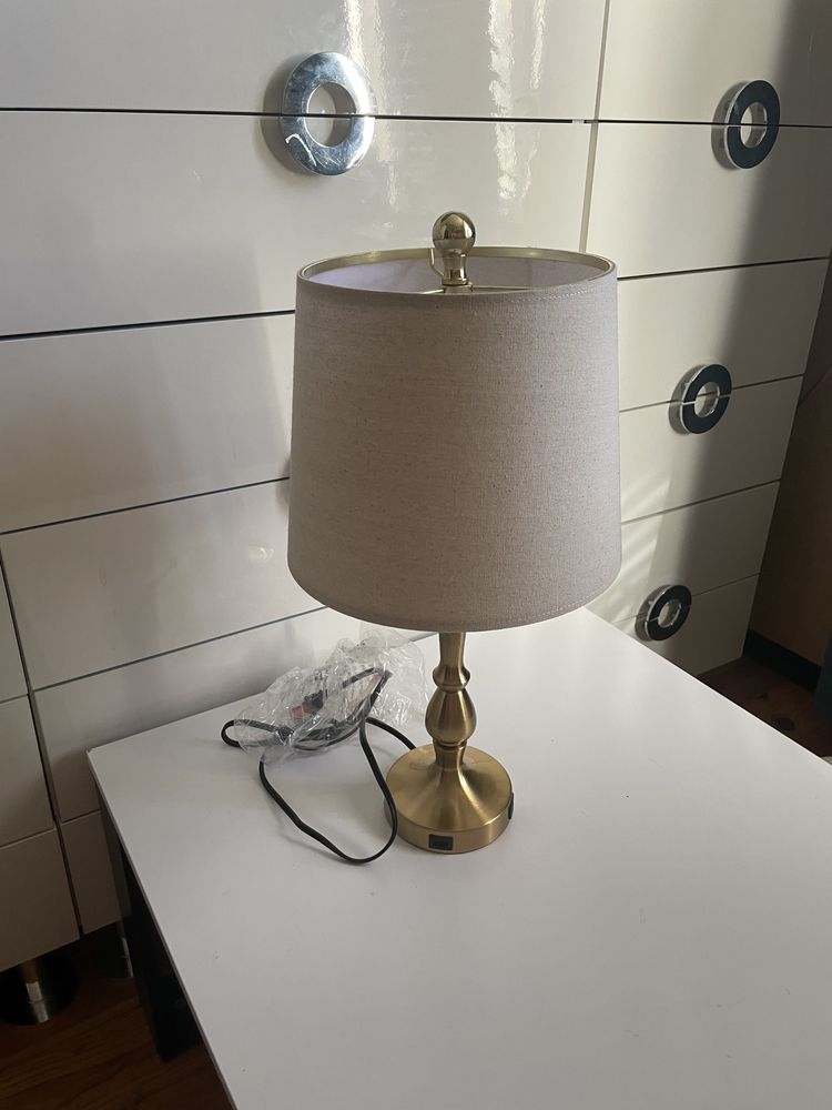 Lampa lampka mosiężna dodatkowa 2*USB