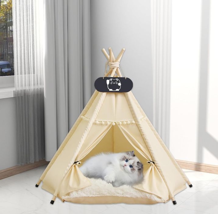 Whiwhi Namiot Dla Psów Tipi Dwustronną Poduszką 60 X 60 X 70 Cm