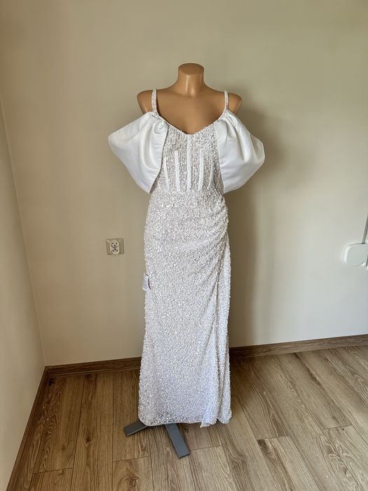 Nowa suknia ślubna cekinowa ASOS rozmiar 36 wesele cywilny poprawiny