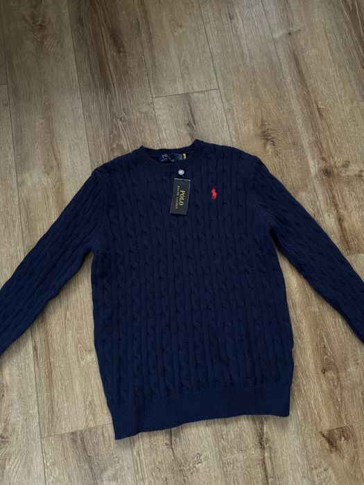 Granatowy sweter męski polo ralph lauren nowy z netką nieużywany M