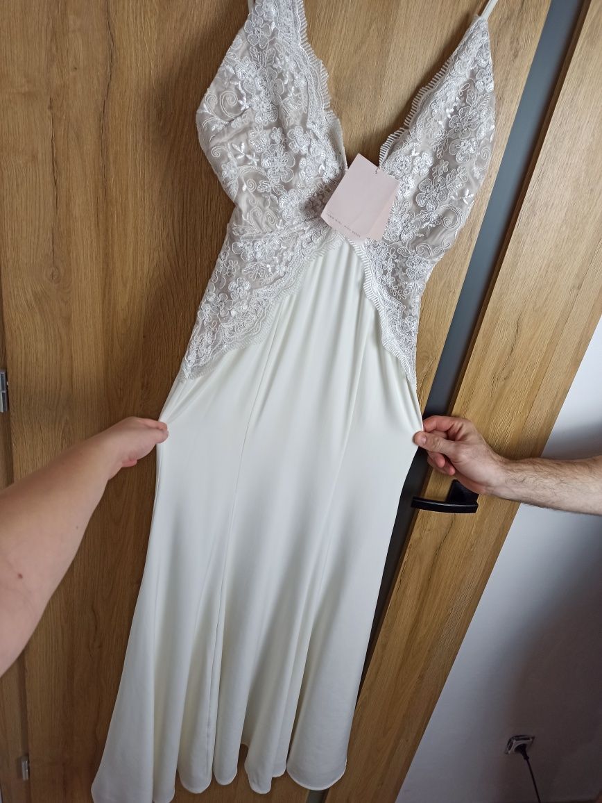 Missguided suknia biała ślubna na poprawiny 38 M,