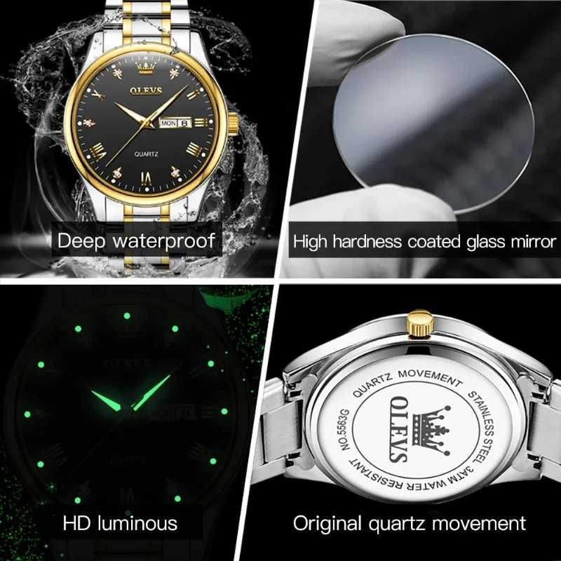 Мужские классические кварцевые часы OLEVS Quartz Watch календарь дата