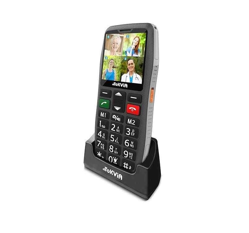 Telefon dla seniora TOKVIA T-102 ze stacją ładującą - nowy