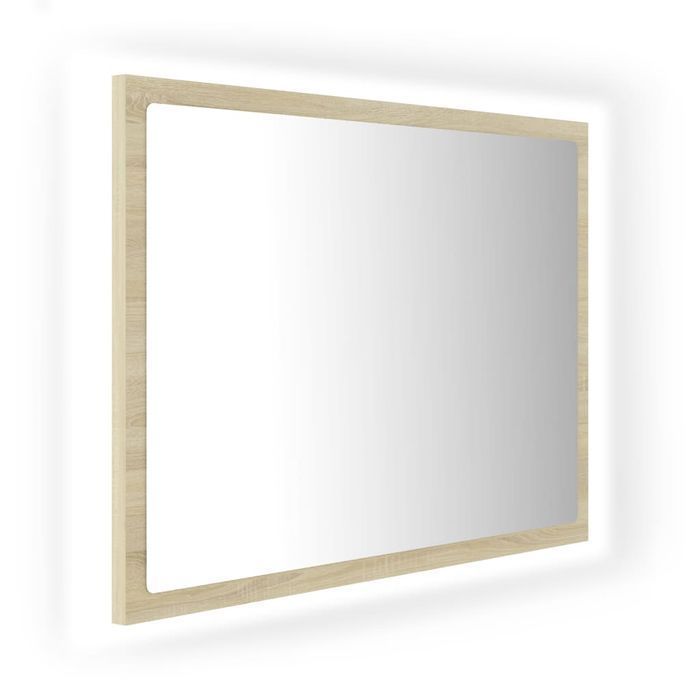 Vidaxl Lustro Łazienkowe Z Led, Kolor Dąb Sonoma, 60X8,5X37 Cm, Płyta