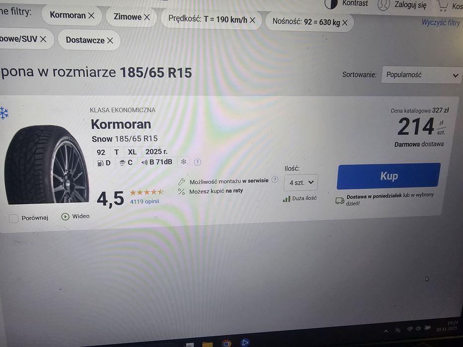Kormoran snow 185/65/15 opony zimowe 2 sztuki