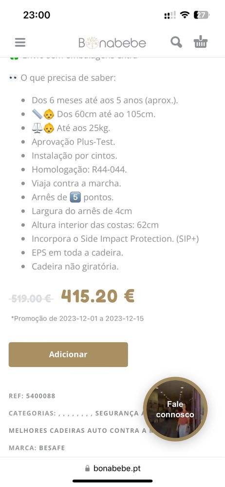 Cadeira Auto iZi Plus X1 da BeSafe contramarcha