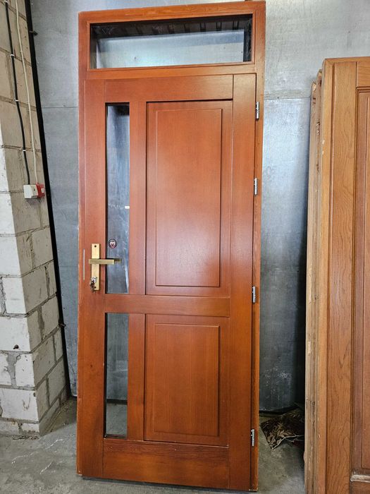 DRZWI Zewnętrzne Drewniane Sosnowe Wejściowe z Naświetlem 96x243cm