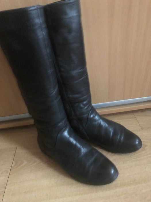 Сапоги зимние женские кожаные натуральный мех черные 40р Rosapio Posso