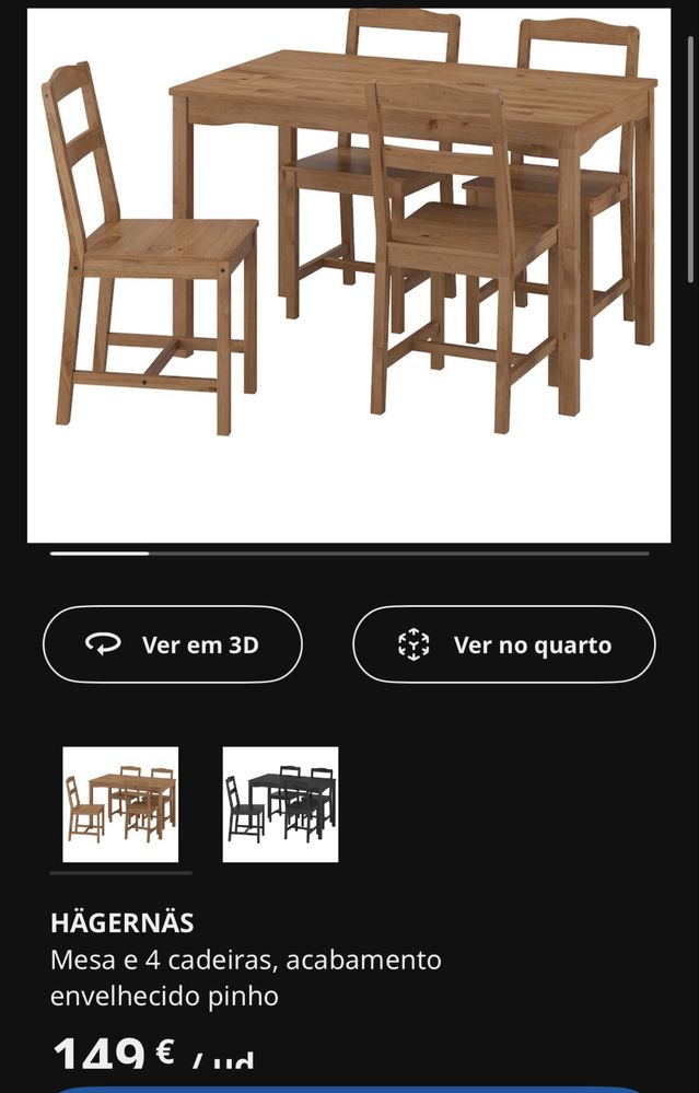 Mesa Ikea Hägernäs + 4 cadeiras
