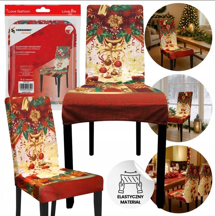 Elastyczne świąteczne pokrowce ma krzesła dekoracja Boże Narodzenie