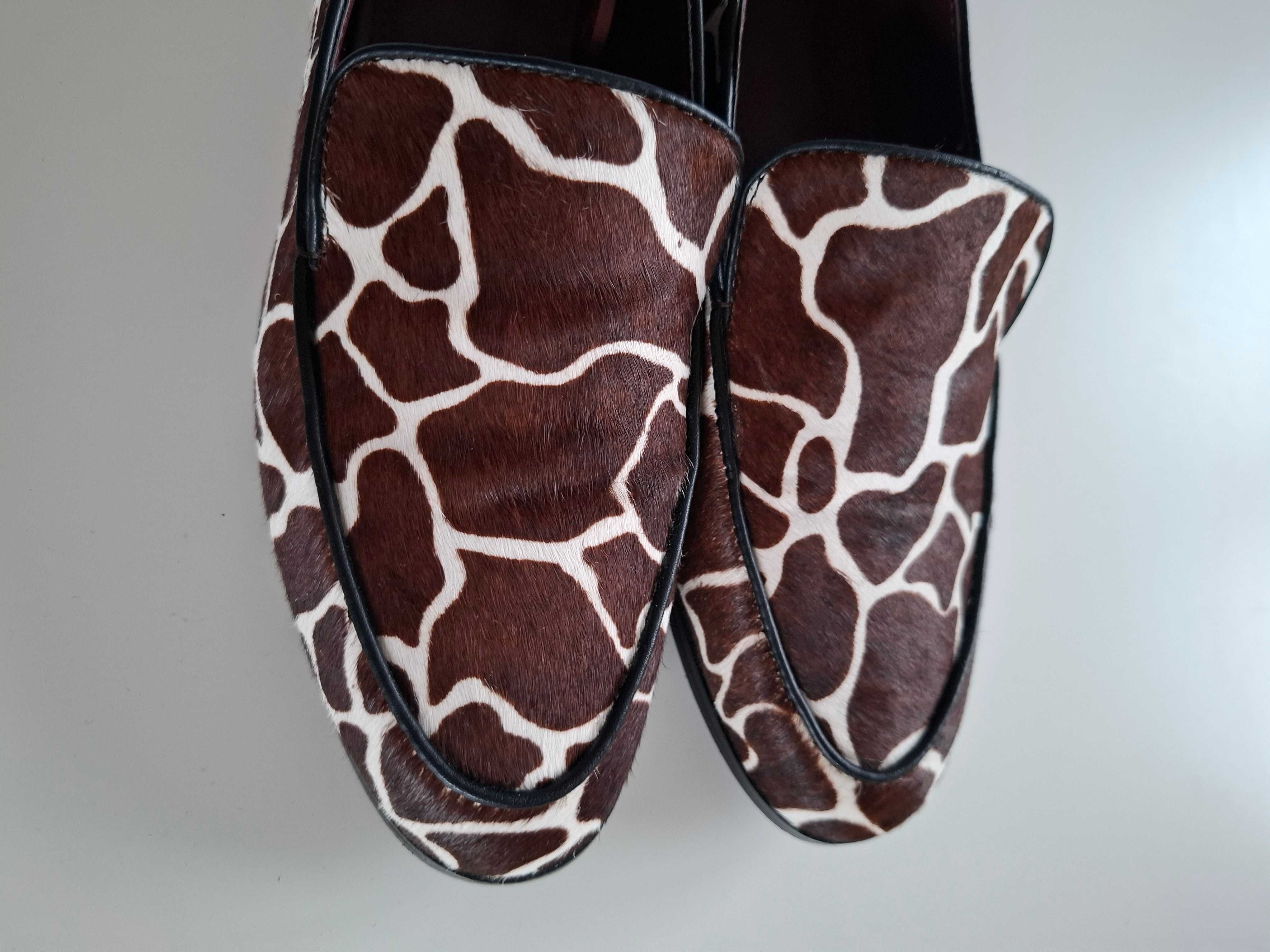 Buty damskie wzór żyrafa, 37, eleganckie loafersy ze zwierzęcym wzorem