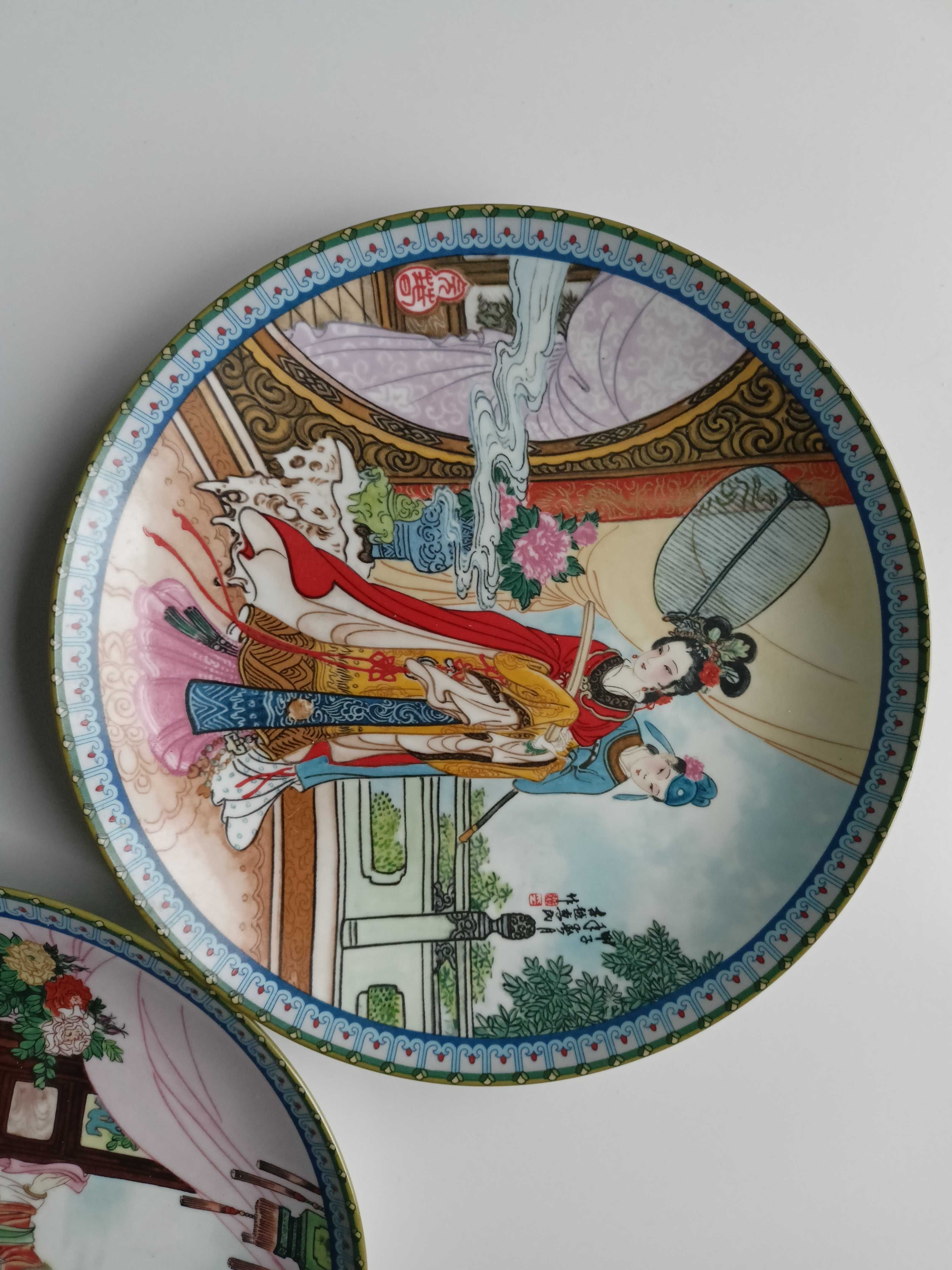 Zestaw Talerzy obraz porcelana Jingdezhen Chiny gejsza
