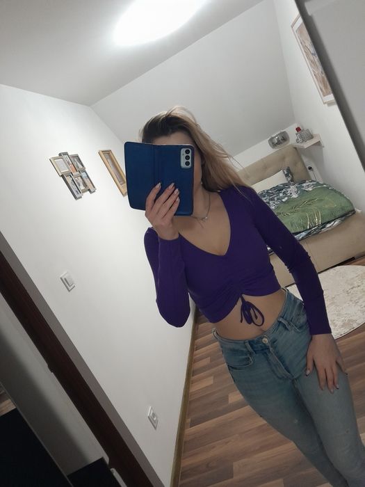 Crop top marszczony wiązany dekolt sexy kobiecy viskoza xxs xs s