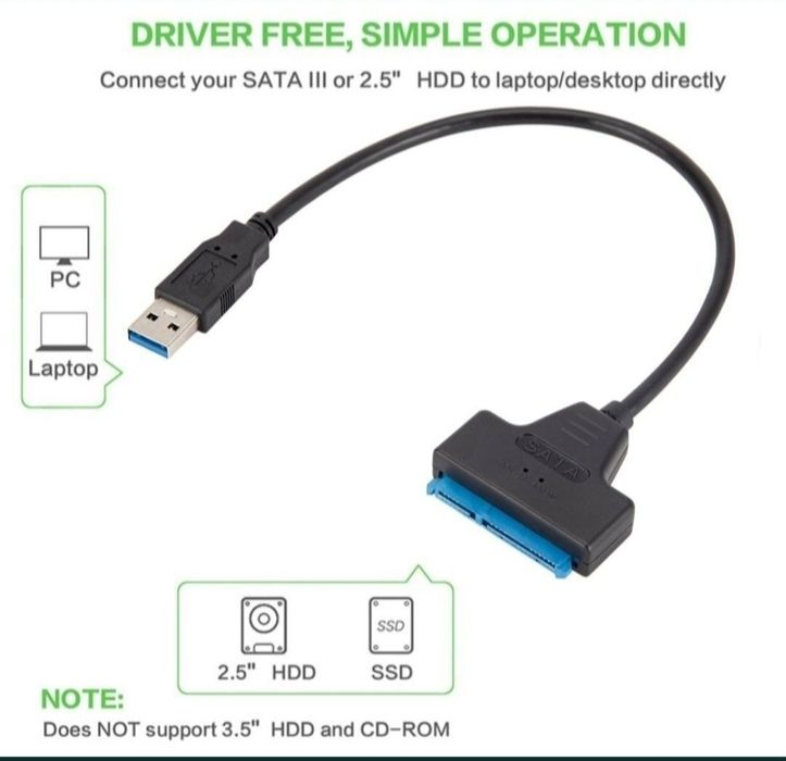 Przejściówka Kabel USB 3.0 do 6Gb Adapter USB 3.0 do SATA Dysk HDD SSD