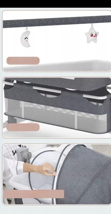 Łóżeczko, dostawka - bujak - kołyska dla dzieci Bluetooth - z pilotem