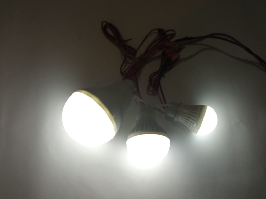 Лампочка 12 вольт діодна з проводом і крокодилами