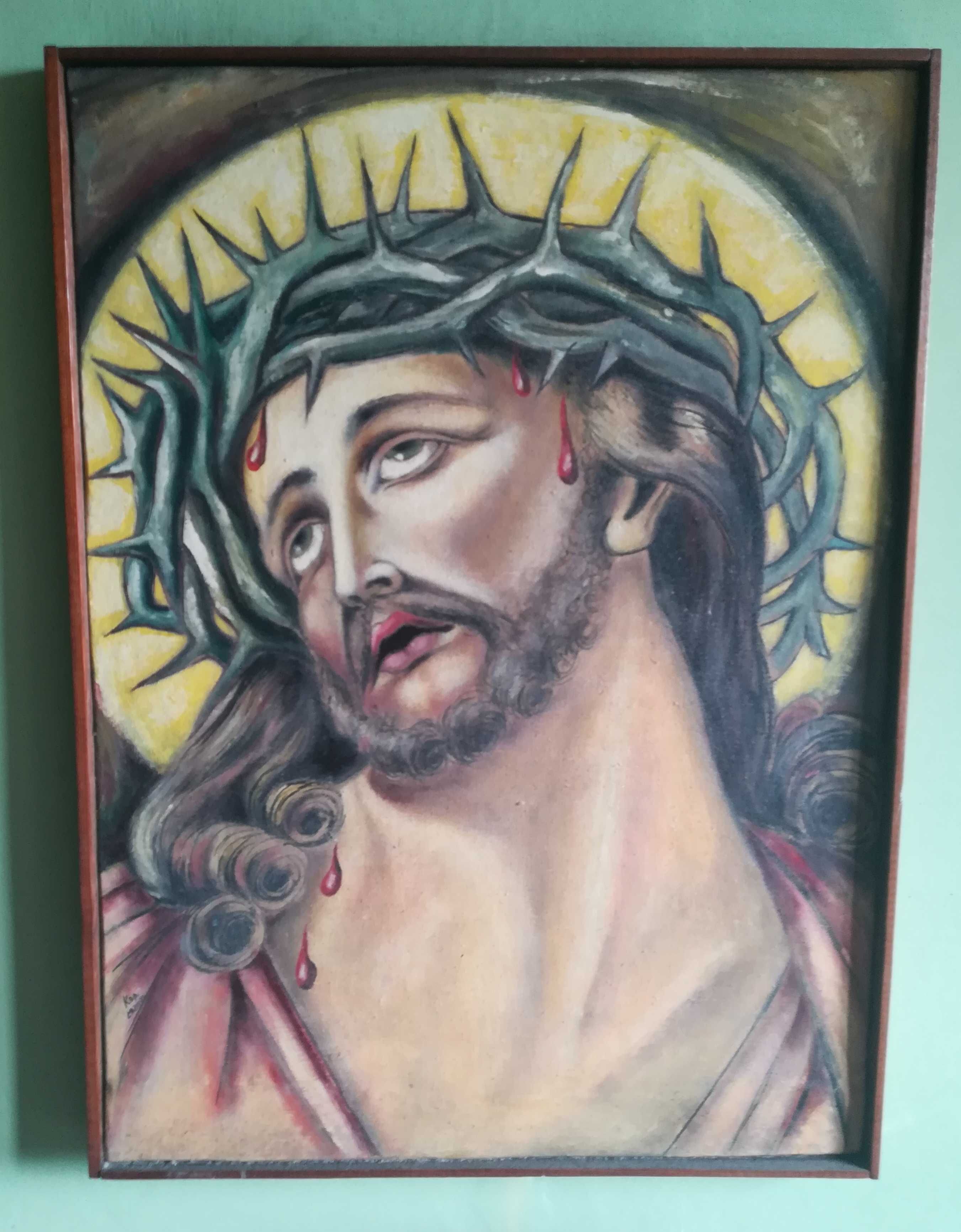 Obraz Z Panem Jezusem.Malowany farbą olejną !