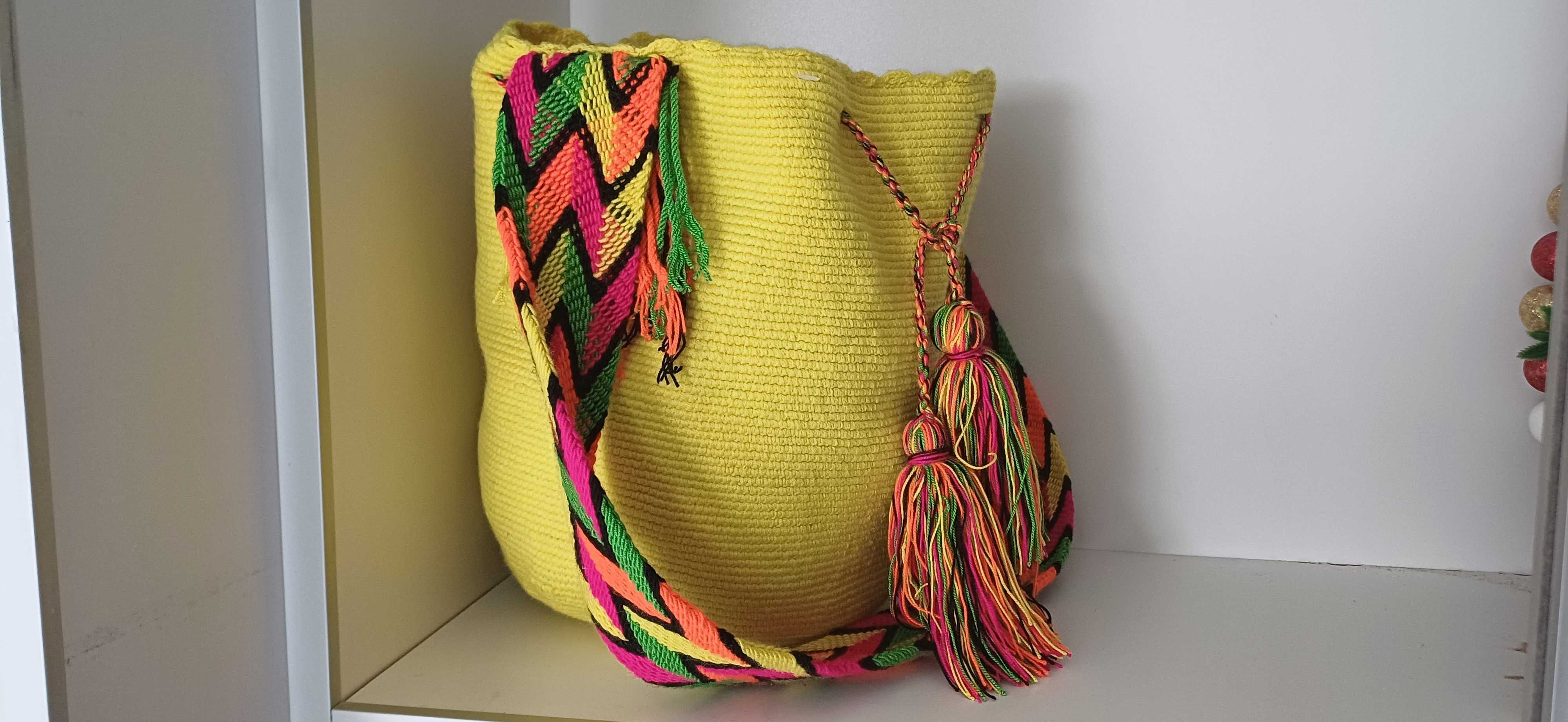 Oryginalna Kolumbijska torebka Wayuu ŻÓŁTA/La Flor de Cali/Boho/Nowa