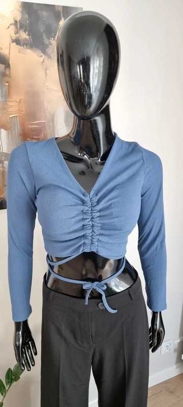 Crop top prążek marszczenie wiązanie New Collection r.Uniwersalny