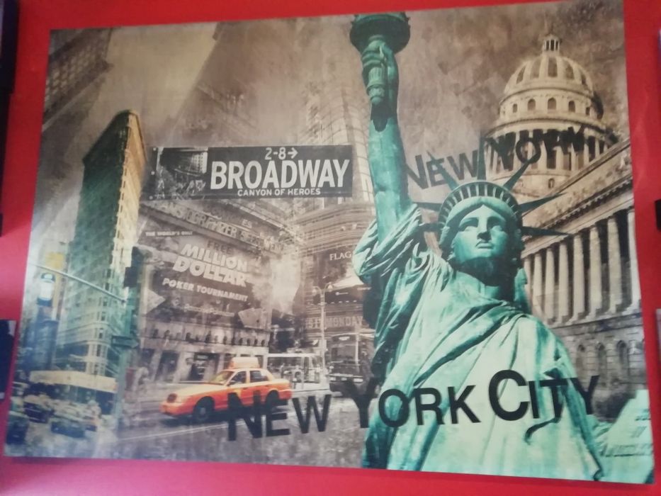 Quadro grande para sala tema cidade nova York New York 113cmx85cm