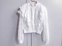 Biała bluzka koszula z falbankami w stylu retro Orsay 40