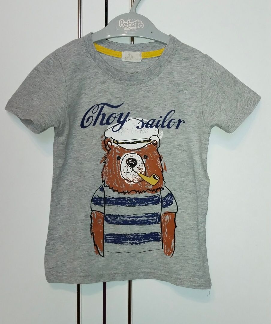 Літня футболка на хлопчика ведмідь моряк, на 2 - 3 роки