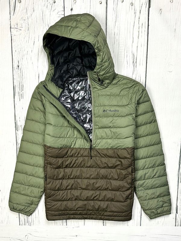 Columbia Powder Lite Ocieplana Kurtka Anorak Męska Logo na Piersi r. M