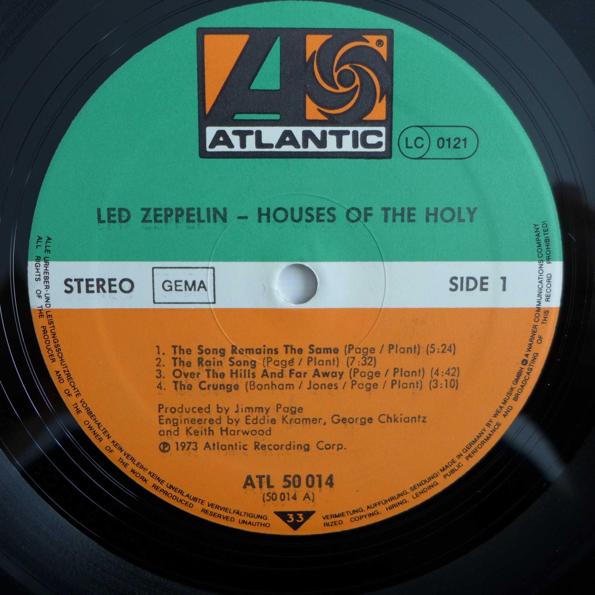 Led Zeppelin – Houses Of The Holy winyl Ger 1973 VG+