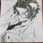 Rysunek szkic Ango Sakaguchi z Bungou Stray Dogs