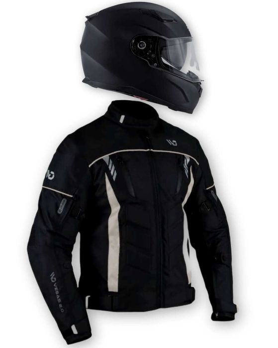 Conjunto casaco jaqueta com proteções capacete mota scooter novo