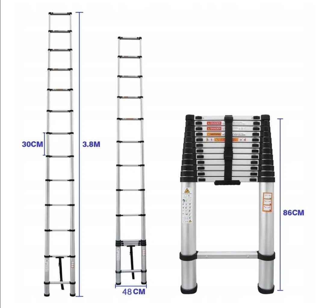 Телескопічна складна драбина 3,8 м/ Телескопическая складная лестница