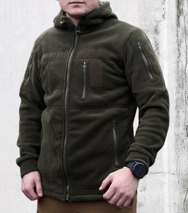 Флісова кофта з капюшоном військова олива фліска флиска военная зсу