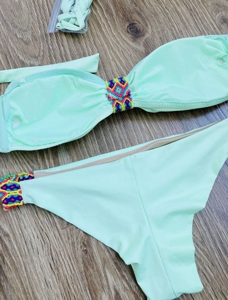 Dwuczęściowy pistacjowy strój kąpielowy / bikini Oysho rozm. S