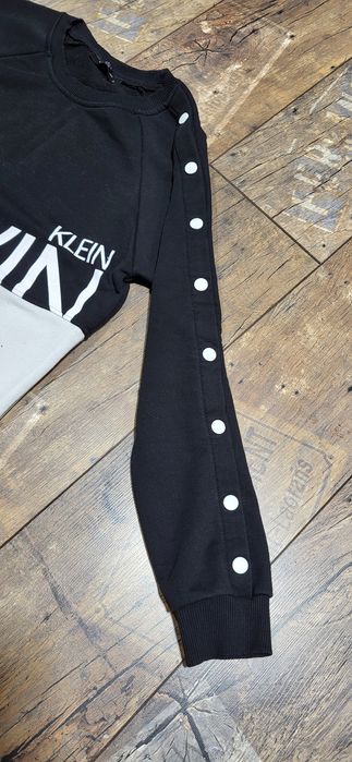 Dres damski dwa kolory zatrzaski bawełna premium szerokie spodnie S