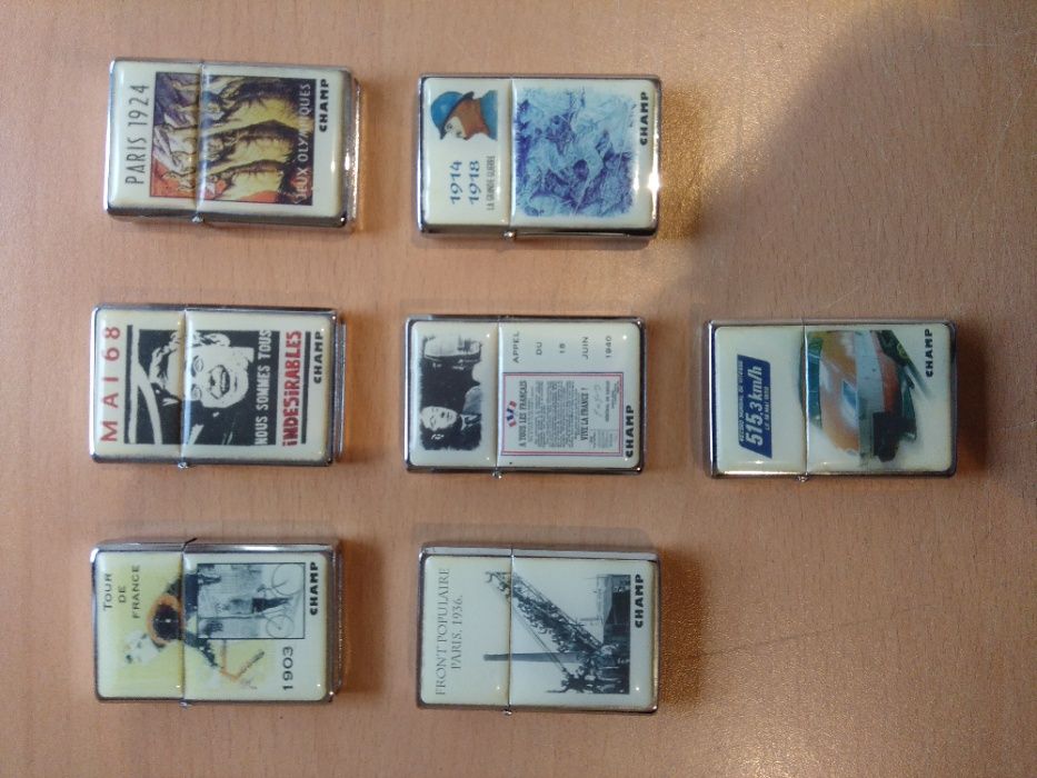 7 isqueiros franceses de uma coleção sem uso