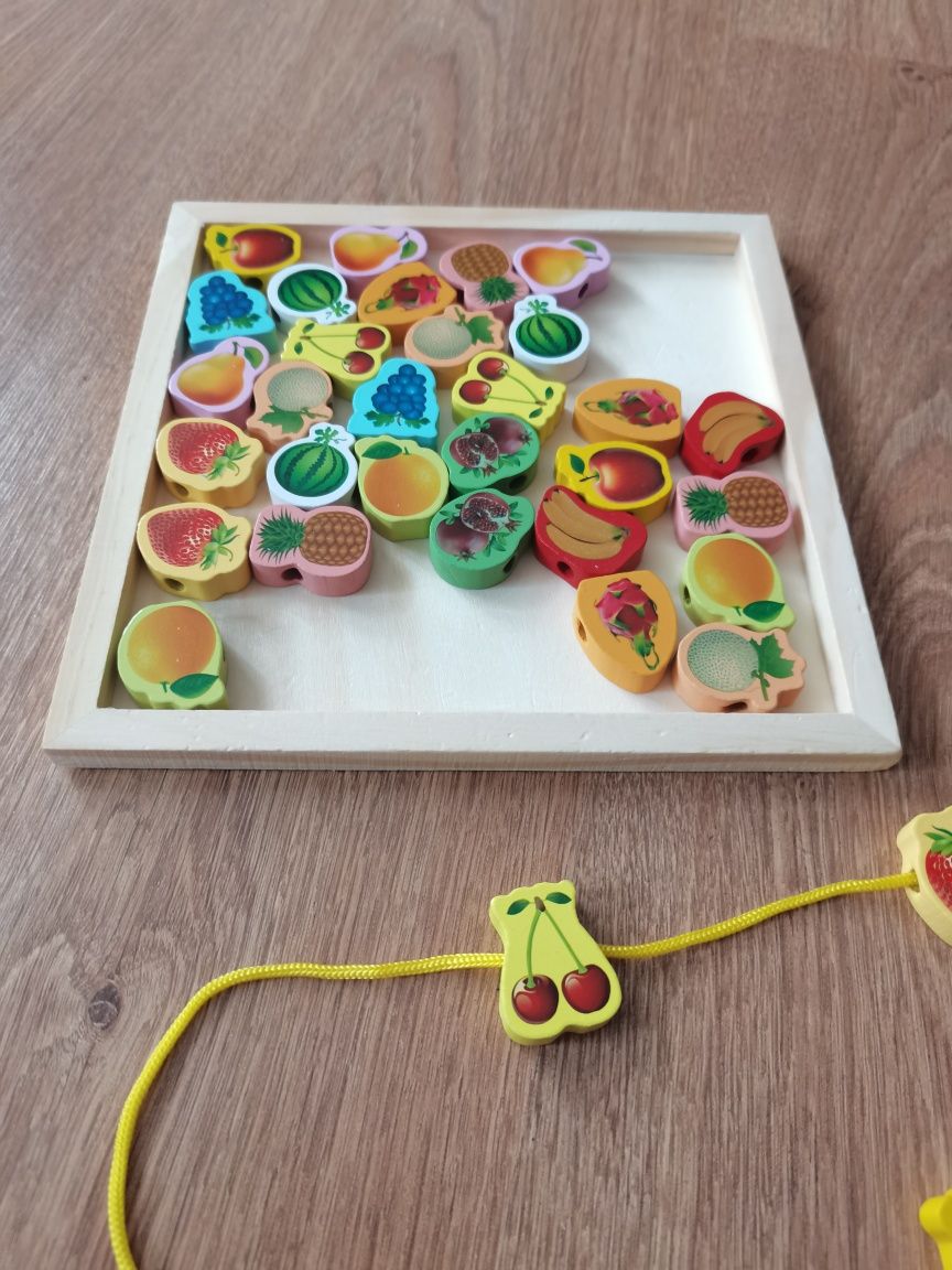 Nowa drewniana nawlekanka Montessori sorter puzzle układanka
