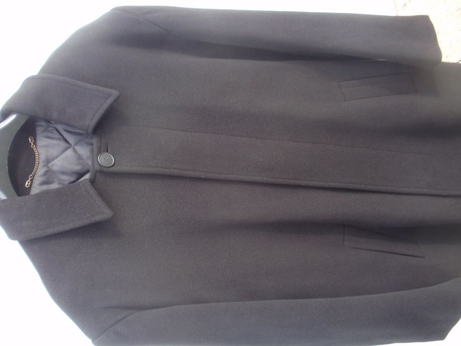Płaszcz męski wełna kaszmir L/XL ocieplany czarny elegancki