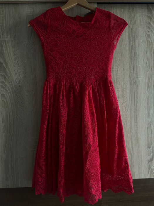 Sukienka bordo koronkowa rozm. 140