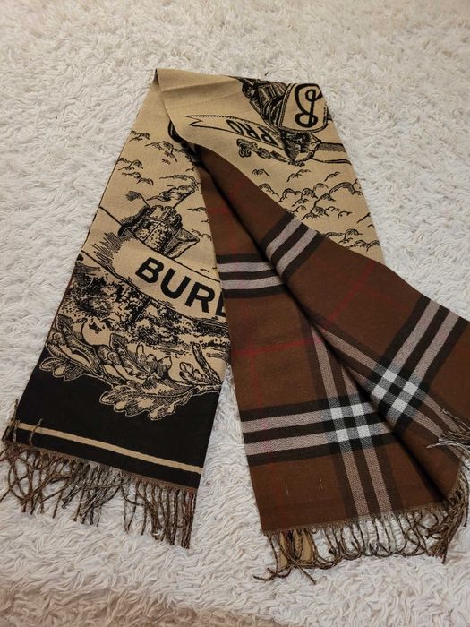 Szalik zimowy kaszmirowy hustka Burberry dwustronny 180 cm