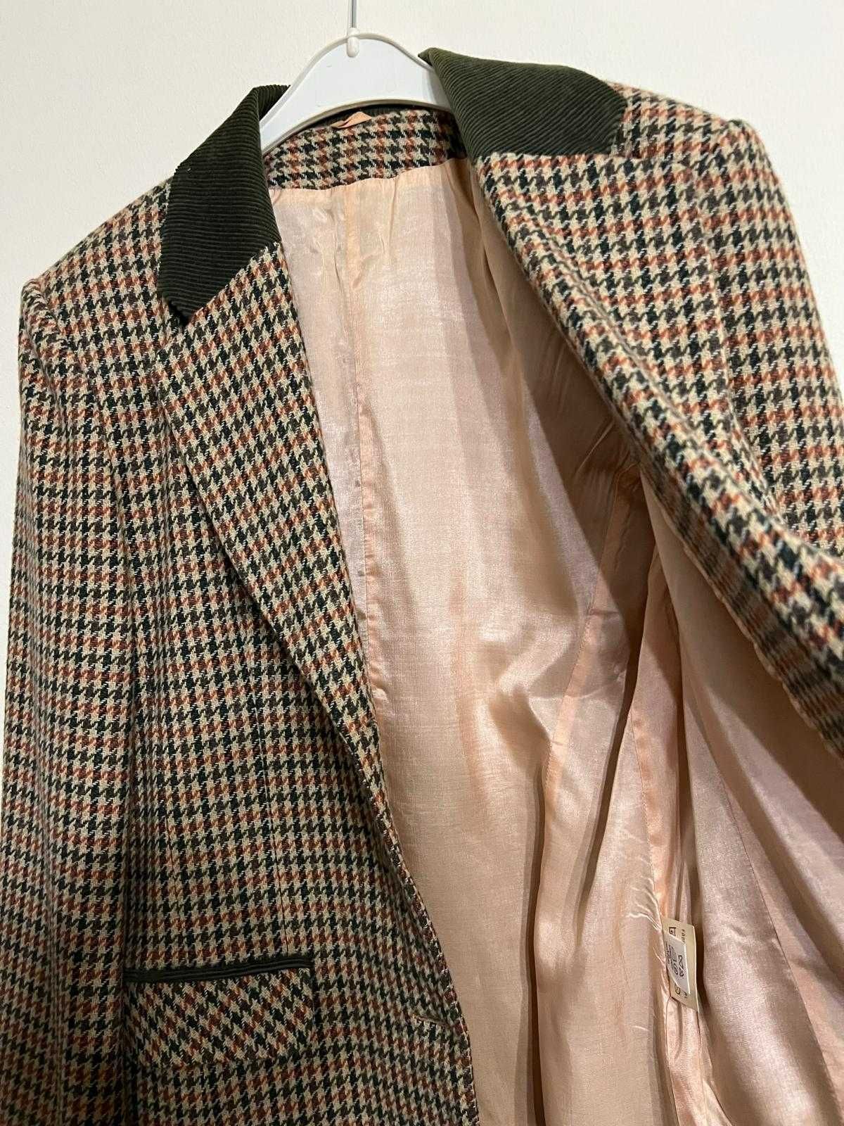 Blazer Vintage em Padrão Pied-de-Poule