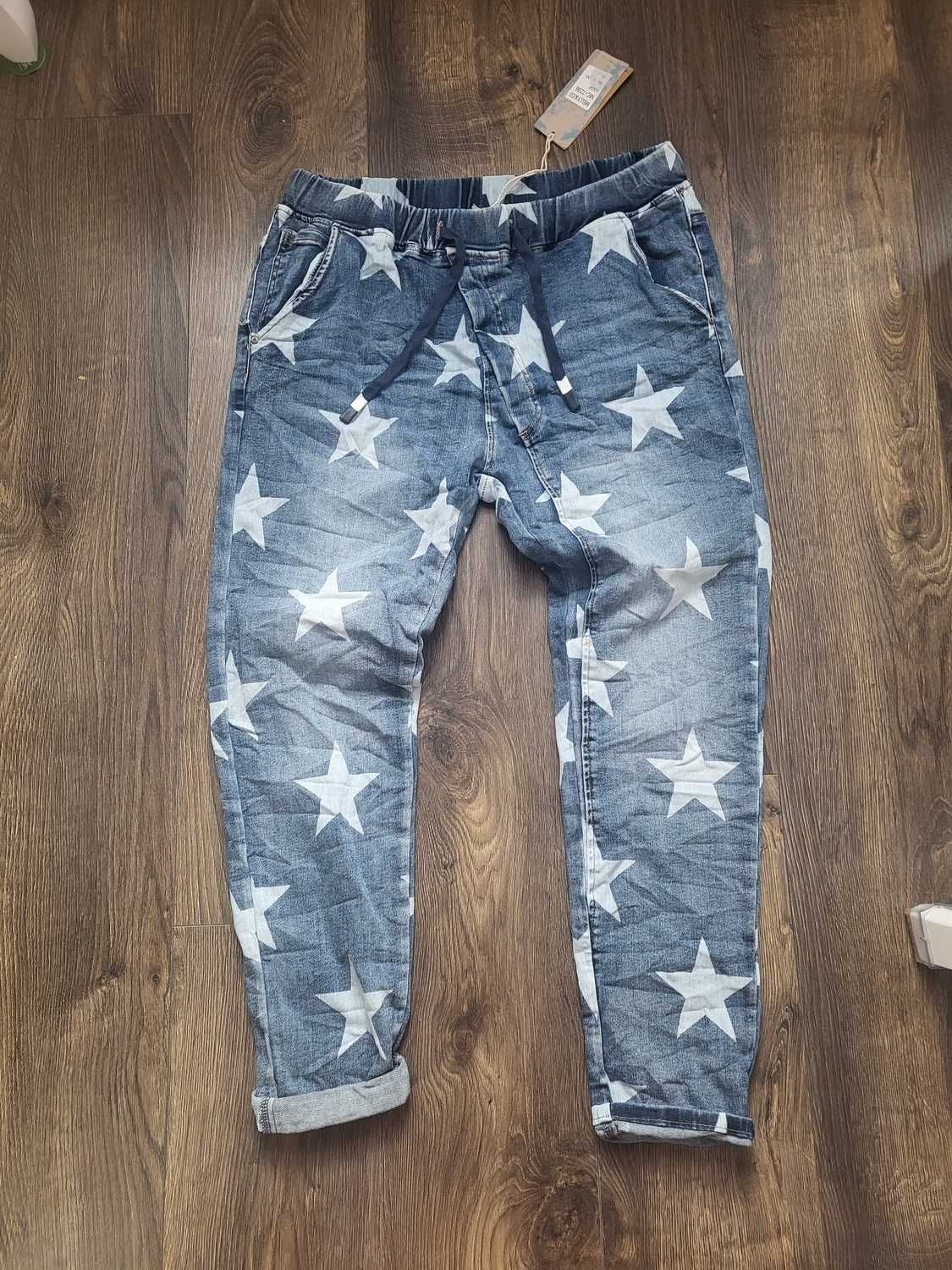Spodnie jeans z gwiazdami 42