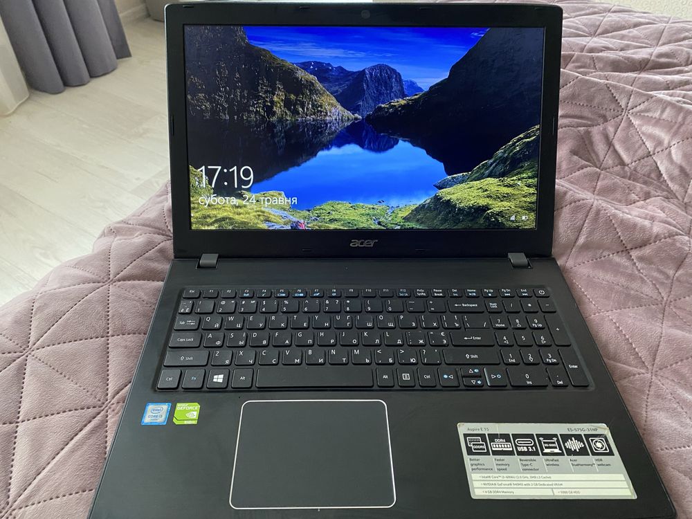 Ноутбук Acer E5-575G-31NP | Intel i3 | 4 ГБ ОЗП | Windows 10 Pro