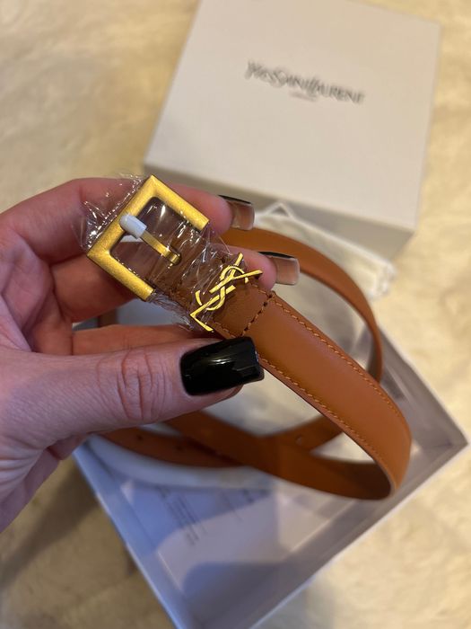 Pasek YSL brązowy