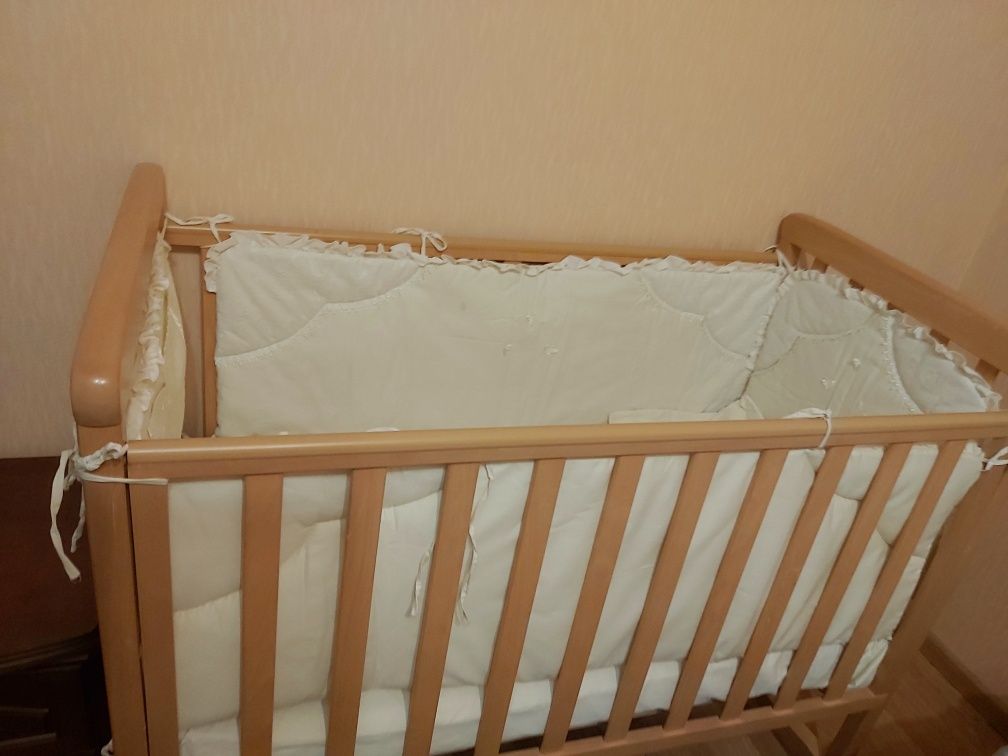 Дитяче ліжко Верес Соня, матрас, комплект білизни, балдахин,м'які борт