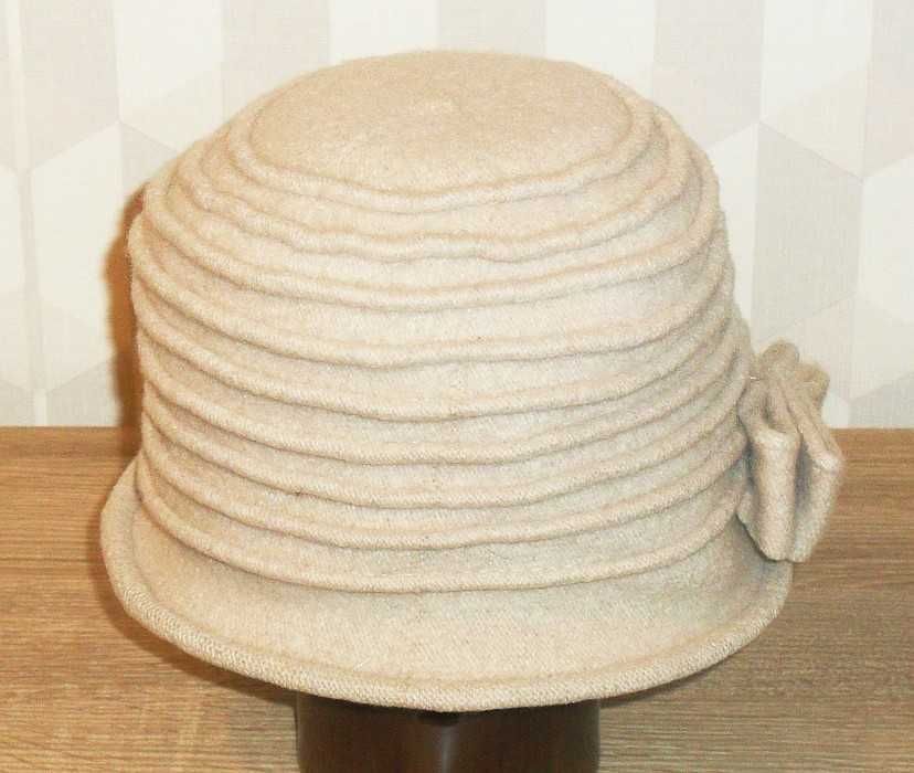 EVITA wełniana ciepła czapka damska, koloru beżowego
