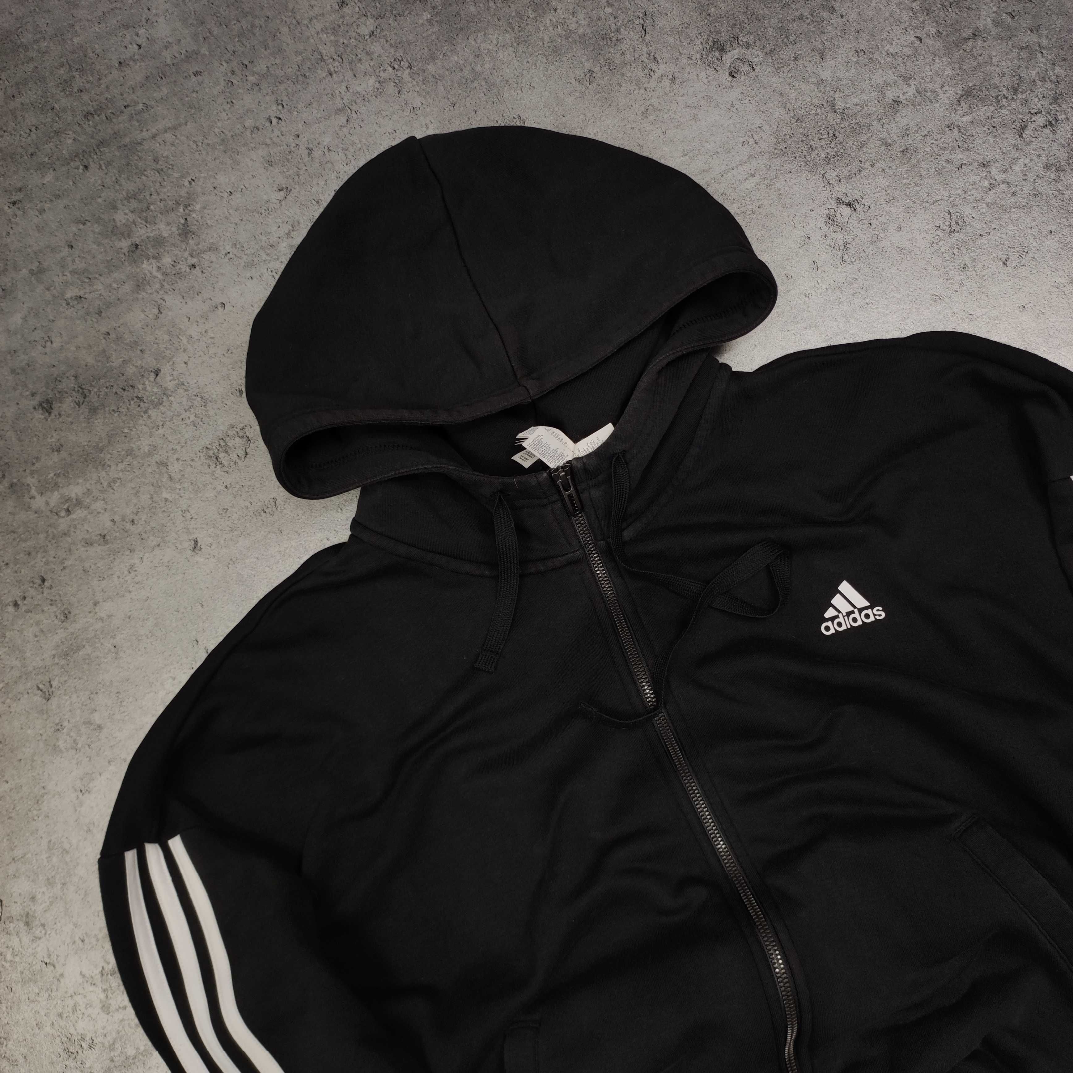 DAMSKA Bawełna Bluza Sportowa z Kapturem Rozpinana Hoodie Adidas Logo