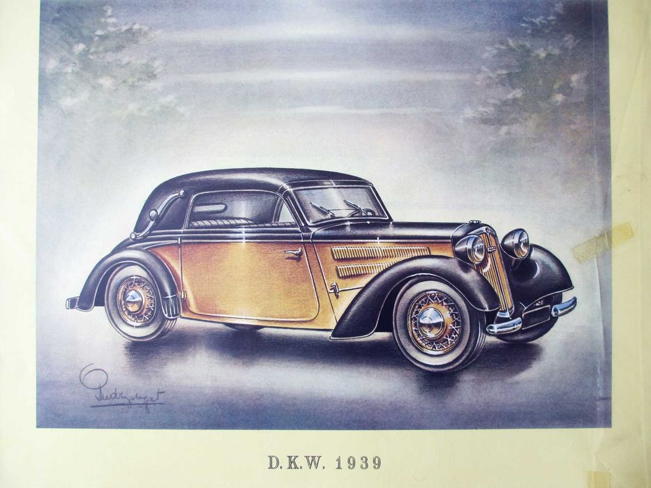 Conjunto de 28 gravuras de automóveis clássicos