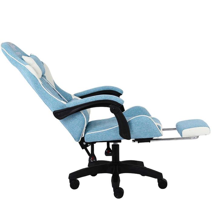 Fotel Gamingowy z podnóżkiem INFINI Core tkanina Light Blue