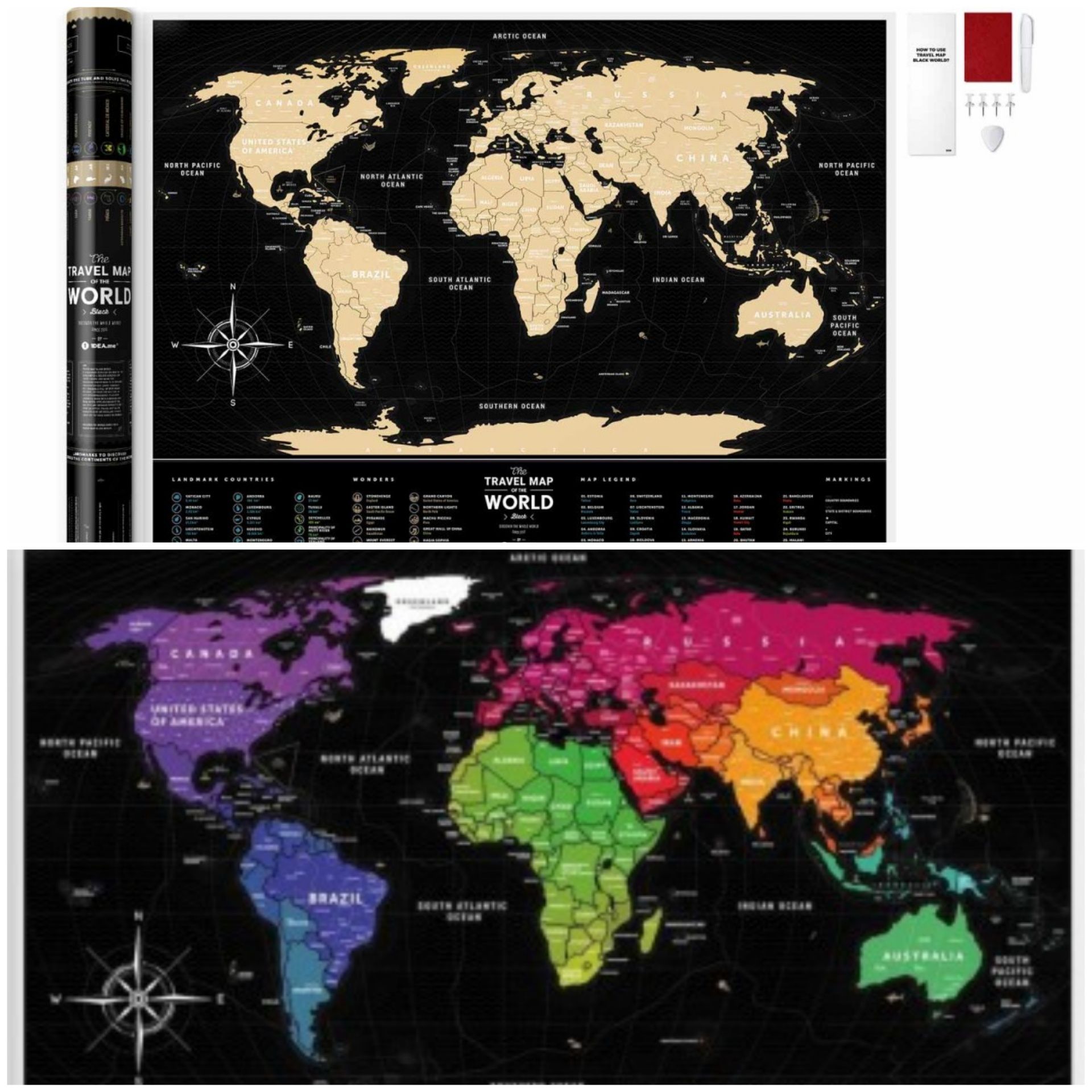 Скретч карта світу Travel Map Black від 1DEA.me